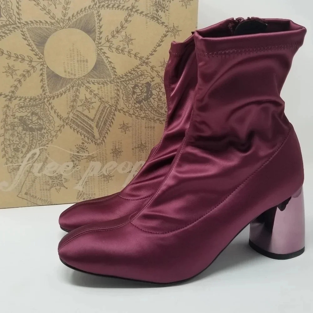 New Free People Spectrum Berry Sock Ankle Boots 38